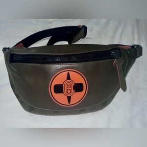 NARUTO × COACH × Michael B JORDAN Leather Belt Body Shoulder Bag Authentic